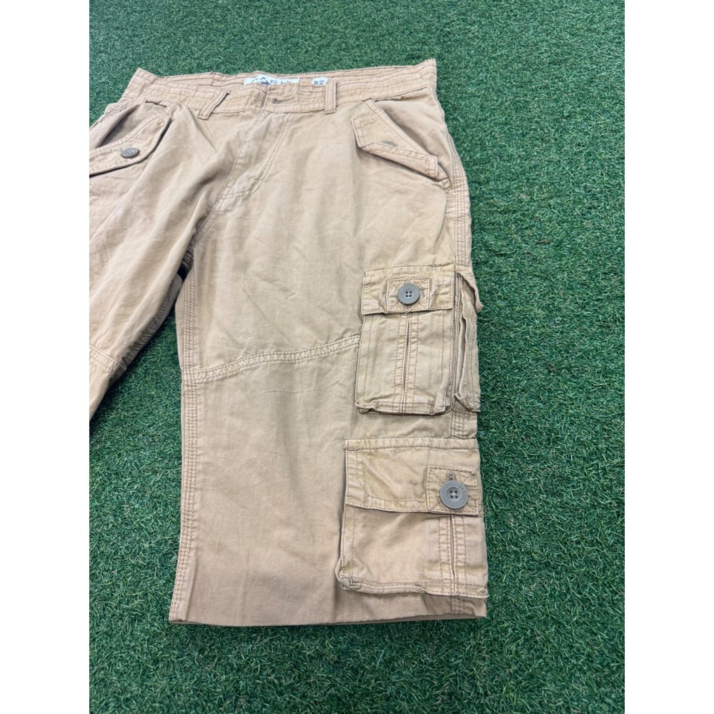 DASH American Designers Mens Khaki Cargo Shorts Size 36 Tan Cotton Multi Pocket - Picture 2 of 7